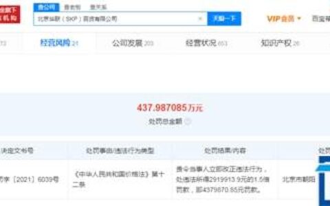 北京SKP价格违规被罚超437万元：中国“店王”多收290多万电费